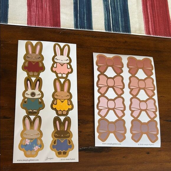 Simply Gilded Cute Sticker Set with Bunnies and Tea /Coffee Theme - Picture 2 of 5